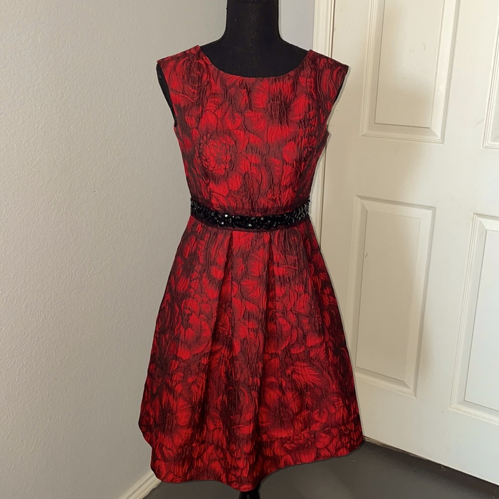 Eliza J Red Floral Cocktail Dress